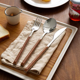 摩登主妇西餐牛排刀叉勺三件套装不锈钢仿木纹北欧ins风家用餐具