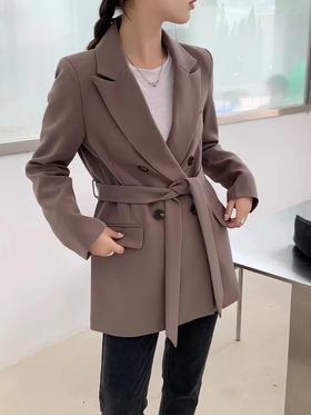 {爆款捡漏}【GZ】无忧购韩版高级感系带双排扣简约西装外套9633#（截单后7天发货)25年清仓捡漏