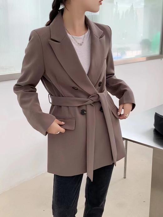 {爆款捡漏}【GZ】无忧购韩版高级感系带双排扣简约西装外套9633#（截单后7天发货)25年清仓捡漏 商品图0