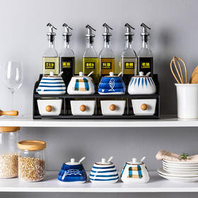 摩登主妇日式调味罐陶瓷套装家用盐罐酱醋组合厨房用品全套调料盒