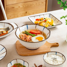 摩登主妇兰禾日式乔迁餐具套装陶瓷碗盘筷子汤碗组合碗碟套装家用
