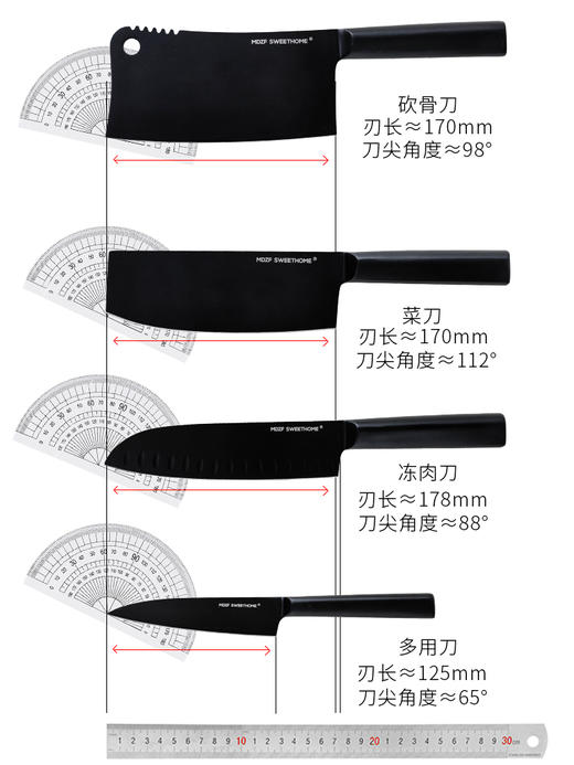 摩登主妇菜刀家用女士厨师专用切菜刀水果刀抗菌刀具套装厨房黑刀 商品图3