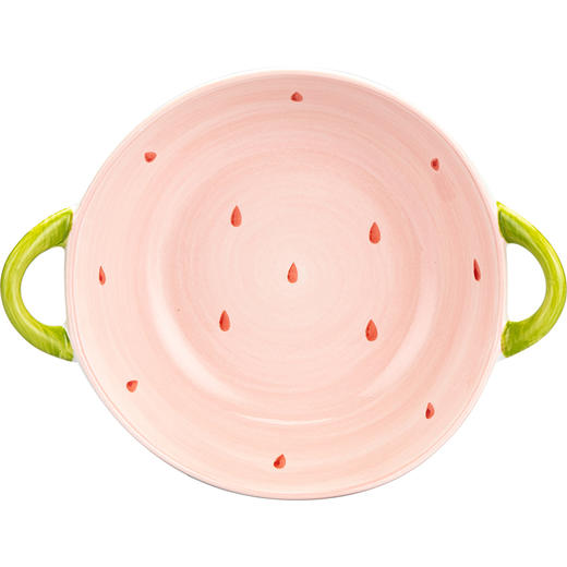 摩登主妇草莓碗陶瓷沙拉碗手柄碗可爱双耳汤碗好看的碗少女心餐具 商品图3