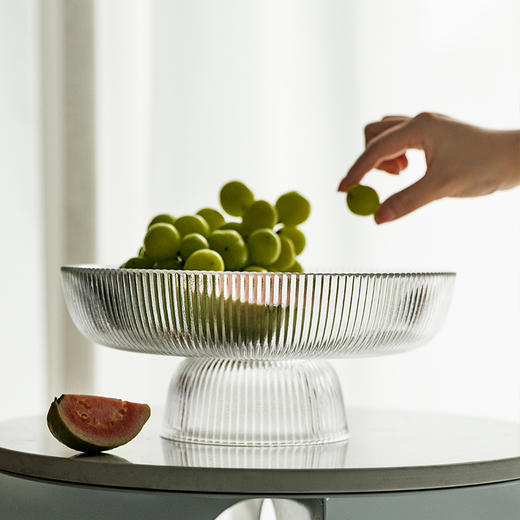 摩登主妇玻璃水果盘高级感家用客厅茶几干果盘现代轻奢零食糖果盘 商品图0