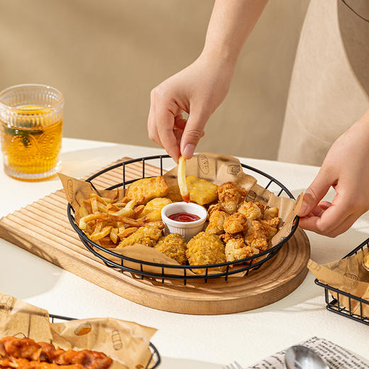 摩登主妇创意小吃篮炸鸡筐油炸小吃筐铁艺装薯条的篮子果盘零食盘 商品图2