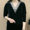 NP 时尚百搭气质丝绒休闲纯色V领小衫 商品缩略图2