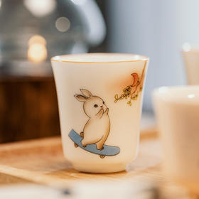 摩登主妇兔子茶杯高档个人专用主人闻香杯单杯女陶瓷功夫茶品茗杯