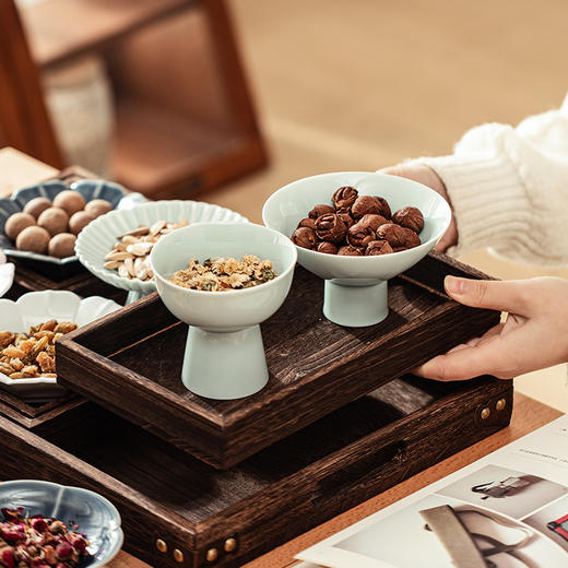 摩登主妇围炉煮茶零食托盘茶点盘中式点心盘下午茶托盘木质干果盘 商品图1