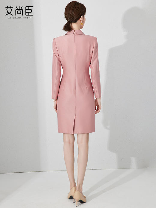 粉色职业连衣裙女春高端气质通勤中长裙时尚播音艺考主持正装套裙 商品图3