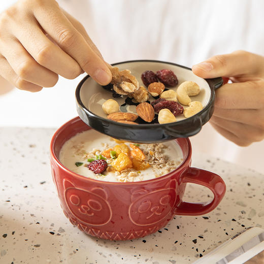 摩登主妇卡通日式泡面碗宿舍学生带盖陶瓷泡面杯大容量吃泡面专用 商品图1