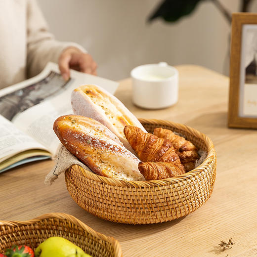 摩登主妇收纳篮藤编收纳筐编织馒头筐馍筐家用蒜姜收纳零食框篮子 商品图1