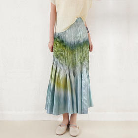 【轻奢款】岛国客供面料 褶皱渐变色半身裙