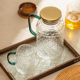 摩登主妇海棠花玻璃冷水壶耐高温高颜值家用凉水壶水杯茶壶套装