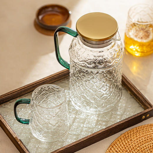 摩登主妇海棠花玻璃冷水壶耐高温高颜值家用凉水壶水杯茶壶套装 商品图0