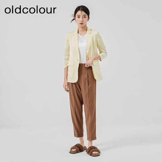 oldcolour2023春季新款黄色时尚气质直筒宽松西装外套女O13048351 商品图3