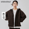 oldcolour2023春季新款咖色休闲字母印花宽松连帽外套女O13041358 商品缩略图0