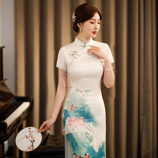 气质年轻荷花，走秀定位花旗袍ZA-5149 商品图4