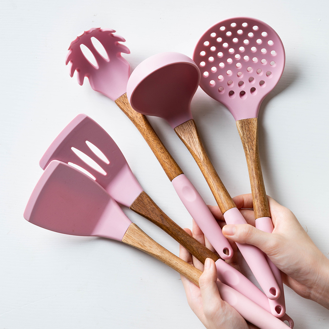 摩登主妇锅铲硅胶铲不粘锅专用厨具套装家用木柄炒菜铲子汤勺漏勺