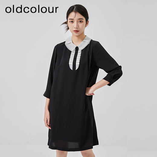 oldcolour2023春季新款学院风减龄气质直筒宽松连衣裙女O13103364 商品图3