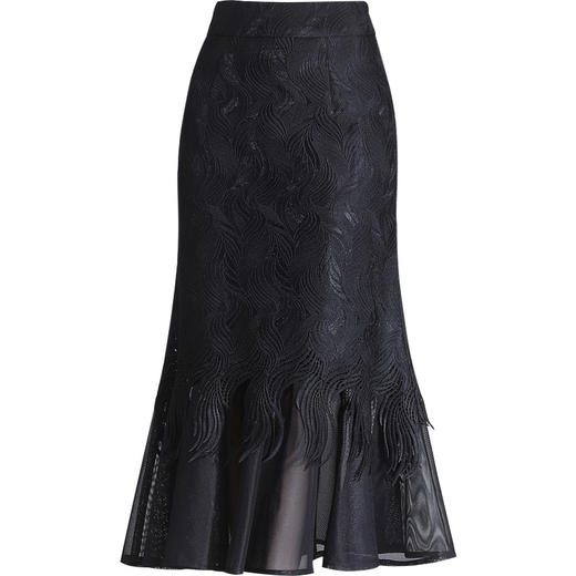 YY-2305蕾丝鱼尾半身裙女春季2023新款高腰显瘦中长款网纱边包臀裙一步裙 商品图4