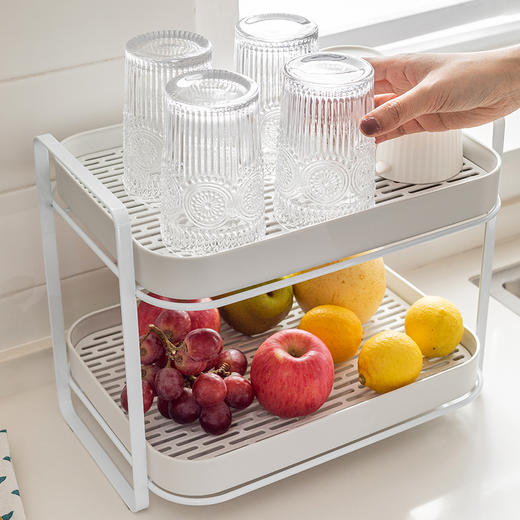 摩登主妇杯架放水杯茶杯整理架子沥水双层防尘托盘杯子收纳置物架 商品图1