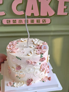 小香风手绘蕾丝花花蛋糕