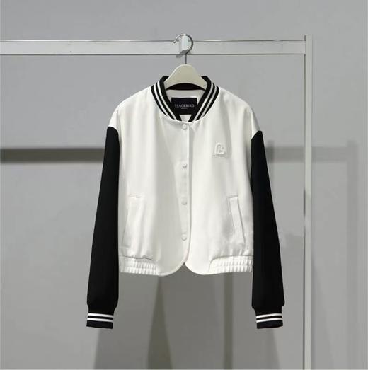 太平鸟轻运动撞色棒球夹克A1BBD1402白色 商品图0
