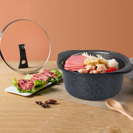 【中欧班列精选】选韩国麦饭石汤锅 原装进口煮炖不粘锅双用煲汤锅 24cm 商品图0