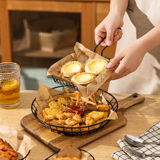 摩登主妇创意小吃篮炸鸡筐油炸小吃筐铁艺装薯条的篮子果盘零食盘 商品图1