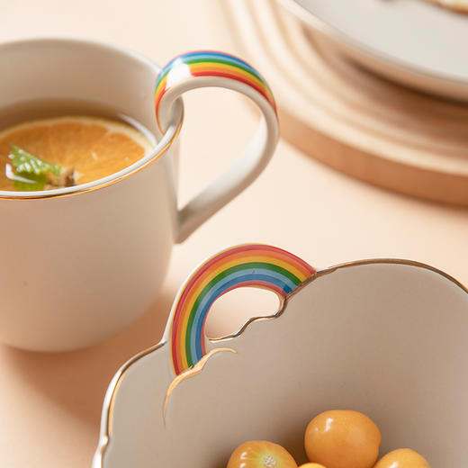 摩登主妇碗创意家用早餐杯子盘子异形盘彩虹云朵仪式感餐具一人食 商品图1