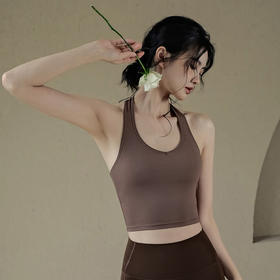 跃牌【化蝶双飞】系列挂脖瑜伽背心带胸垫SYFTM0087（可拆胸垫）