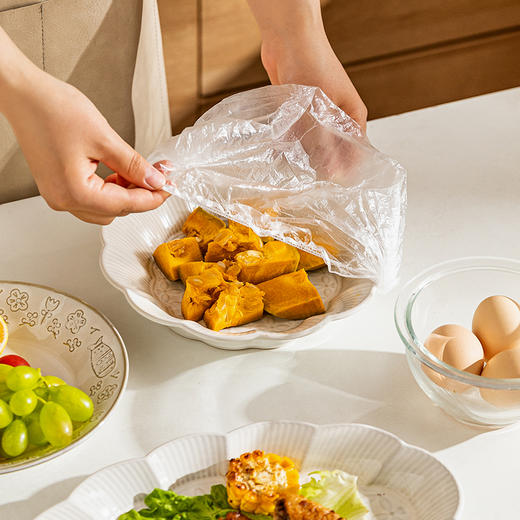 摩登主妇一次性保鲜膜套食品专用剩菜保鲜罩家用冰箱带松紧保鲜袋 商品图2