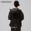 oldcolour2023春季新款咖色休闲字母印花宽松连帽外套女O13041358 商品缩略图4