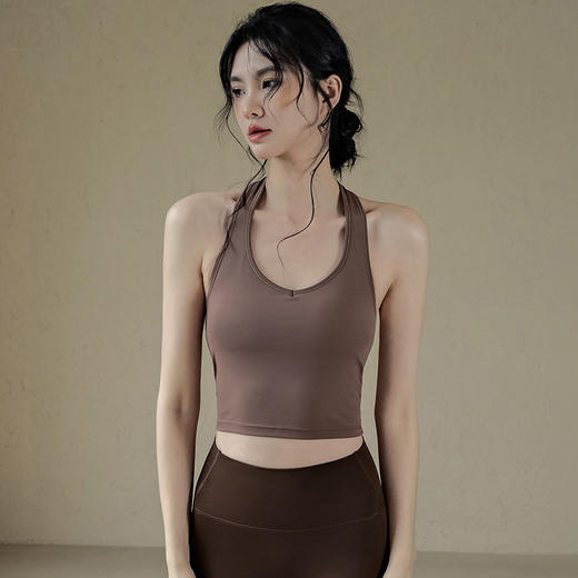 跃牌【化蝶双飞】系列挂脖瑜伽背心带胸垫SYFTM0087（可拆胸垫） 商品图2