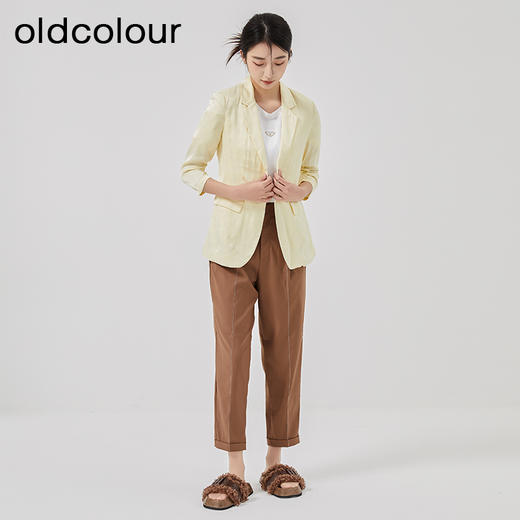 oldcolour2023春季新款黄色时尚气质直筒宽松西装外套女O13048351 商品图2