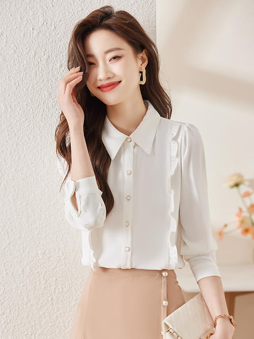 职业雪纺衬衫女设计感小众别致上衣春秋法式气质时尚衬衣 商品图1