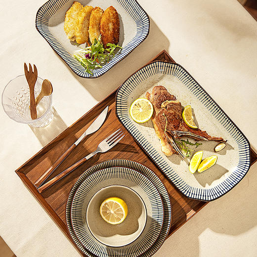 摩登主妇日式碗盘套装日系盘子复古餐具大碗陶瓷饭碗家用中式鱼盘 商品图2