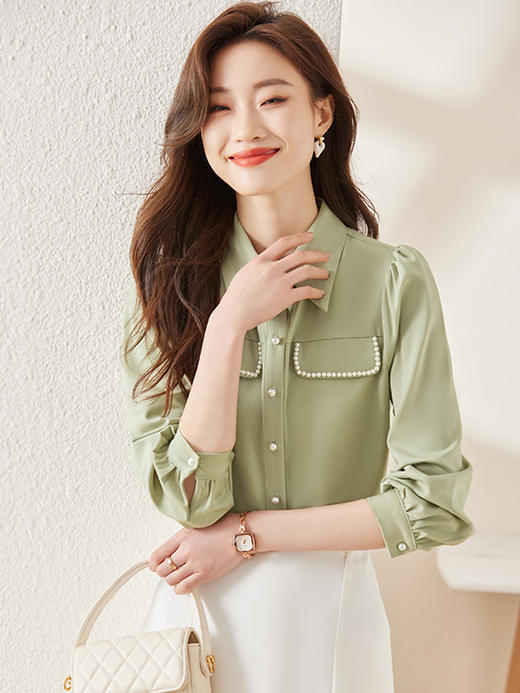 雪纺衬衫女新款春款时尚内搭衬衣法式小众别致上衣 商品图0