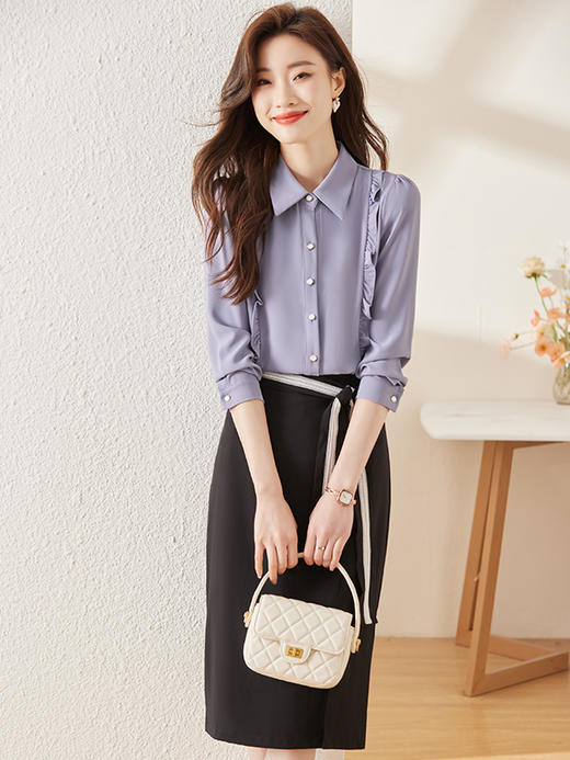 职业雪纺衬衫女设计感小众别致上衣春秋法式气质时尚衬衣 商品图3