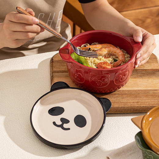 摩登主妇卡通日式泡面碗宿舍学生带盖陶瓷泡面杯大容量吃泡面专用 商品图2