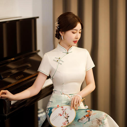 气质年轻荷花，走秀定位花旗袍ZA-5149 商品图3