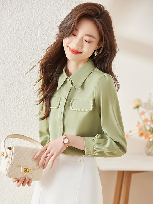 雪纺衬衫女新款春款时尚内搭衬衣法式小众别致上衣 商品图2