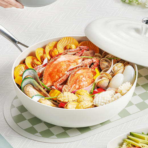 摩登主妇珐琅锅家用炒菜炒锅电磁炉燃气灶通用煎煮锅平底锅 商品图2