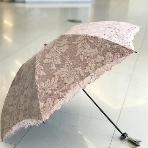 优品堂【遇见春心】三折双层刺绣黑胶防紫外线伞 商品图3