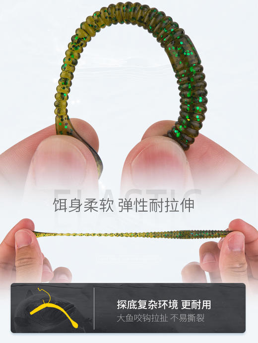 弓口虫浮水面条虫加盐加腥软虫黑坑鲈鱼鳜鱼饵无铅倒钓钓组假饵 商品图3