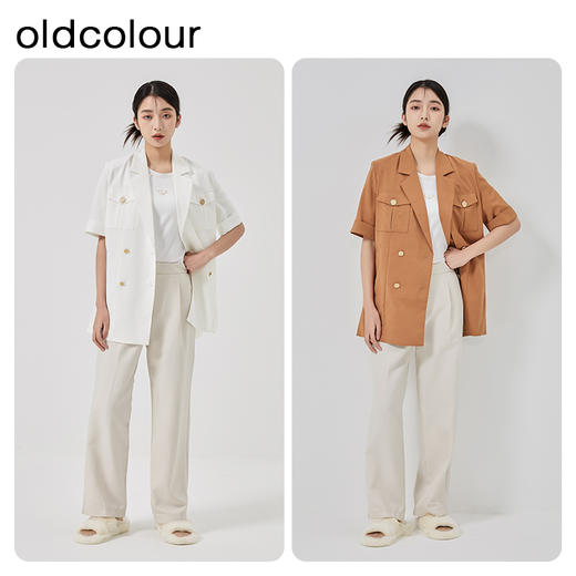 oldcolour2023春季新款休闲简约直筒宽松短袖西装外套女O13048327 商品图1