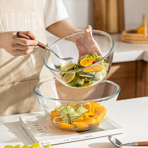 摩登主妇玻璃和面盆家用烘焙沙拉碗加深加厚厨房打蛋盆发酵揉面盆 商品图2