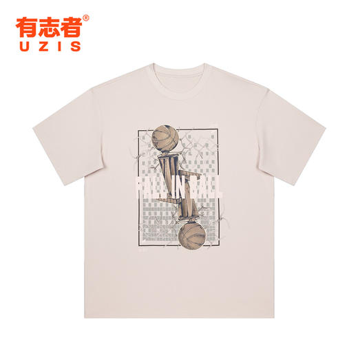 有志者UZIS 运动短袖男夏季户外热身训练宽松复古印花棉T恤[蝉联 商品图0