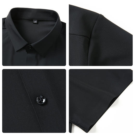 一口价【新款DM】大依优型高弹冰丝净版短袖衬衫加肥加大男装弹力免烫大号纯色大码衬衣 商品图2