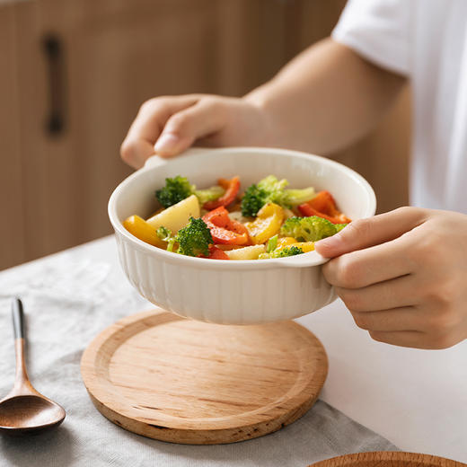 摩登主妇双耳南瓜碗沙拉一人食空气炸锅专用碗餐具碟白色陶瓷烤盘 商品图2